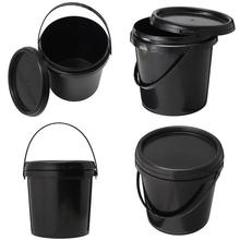 Round Black Bucket with Handle and Lid - 5 different sizes
